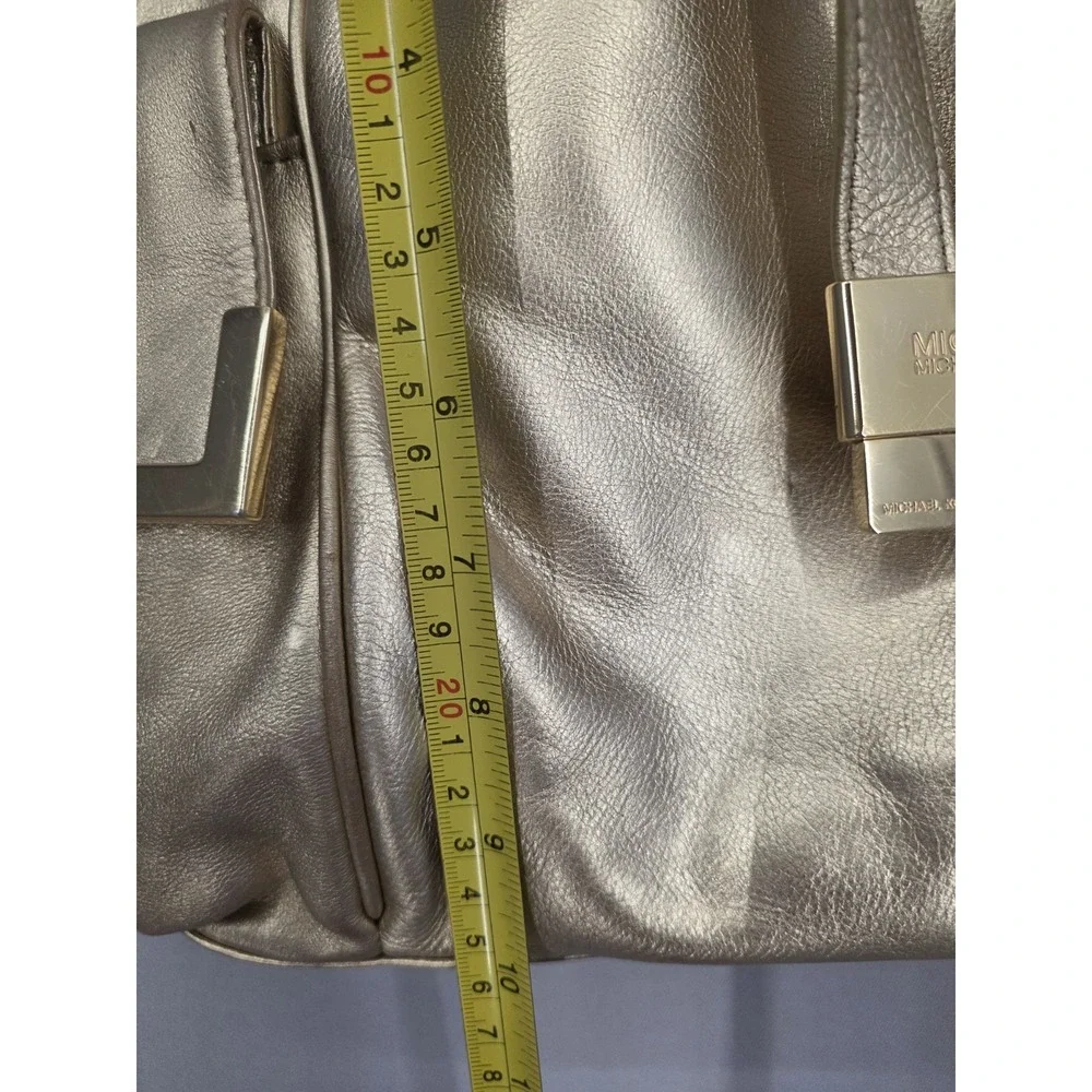 Michael Kors Beverly Metallic Gold Leather Shoulder Satchel Handbag Large